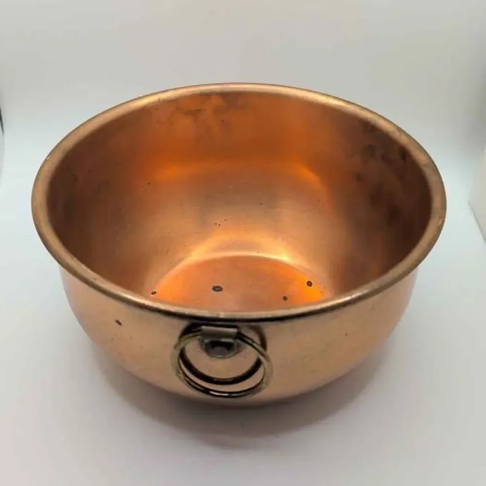 Vintage Atlas Metal Spinning Co Copper Mixing Bowl 7